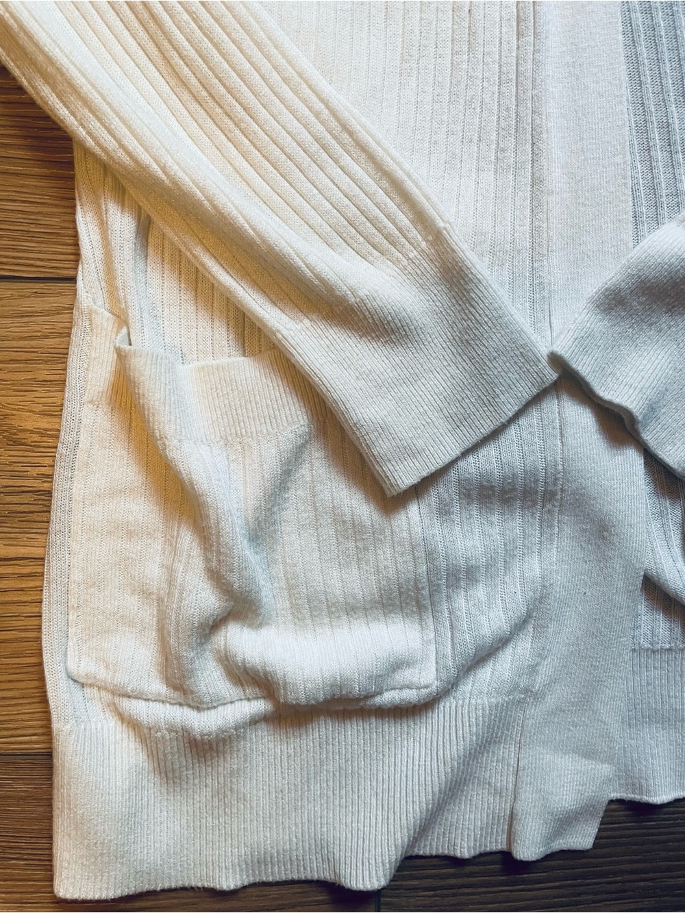 Matty M Cream Open-Front Ribbed Cardigan - Picture 3 of 5
